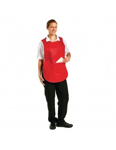 Whites Tabard With Pocket Red