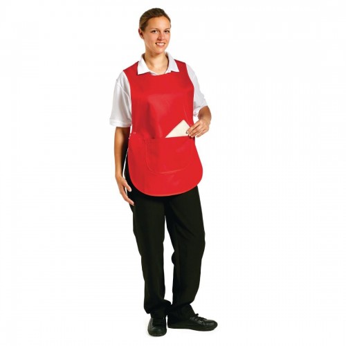 Whites Tabard With Pocket Red
