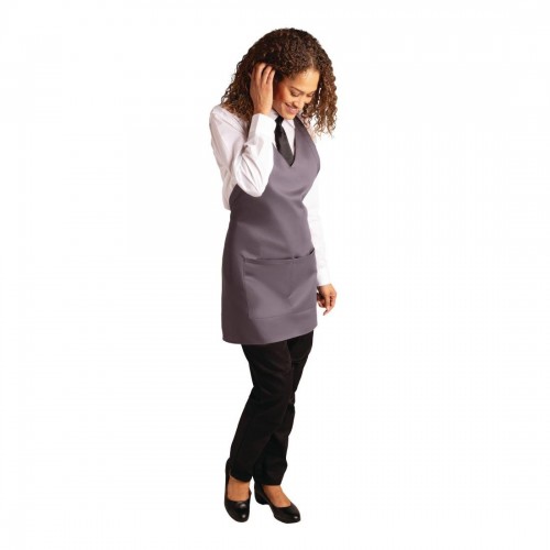 Whites V Neck Service Apron Charcoal