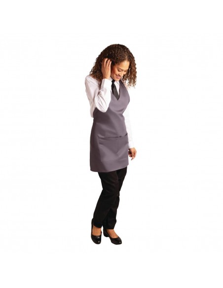 Whites V Neck Service Apron Charcoal