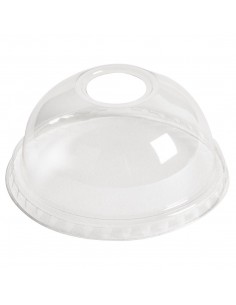 Plastico Domed Lids With Hole 77mm