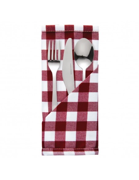 Gingham Polyester Napkins Red Check