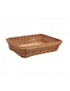 Polypropylene Brown Rattan Basket 1/2 GN 2