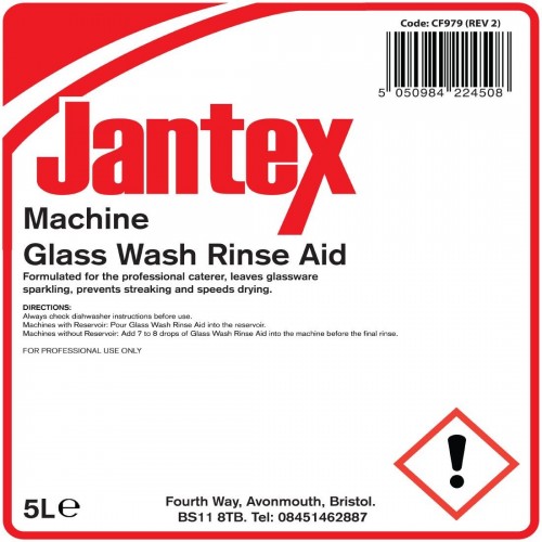 Jantex CF979 Machine Glass Wash Rinse Aid