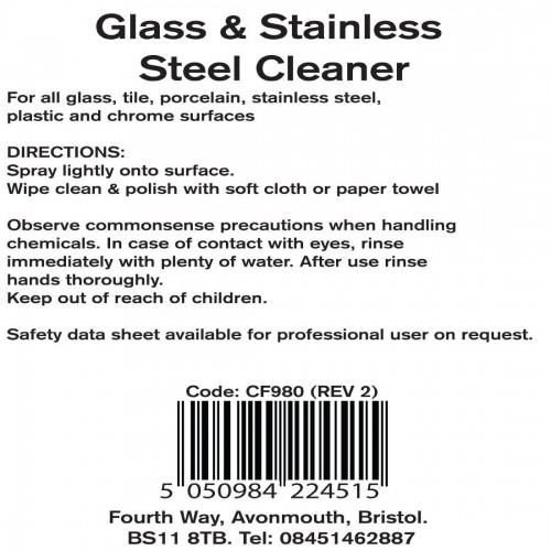 Jantex CF980 Glass &amp Stainless Steel Cleaner