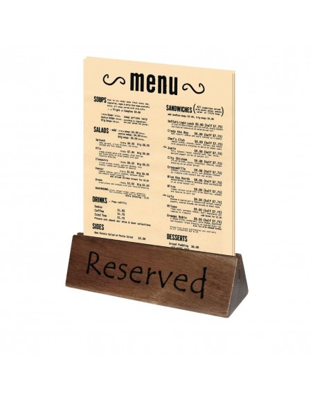Wooden Reserved Sign and Menu Holder
