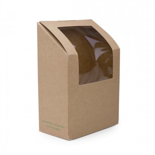 Vegware Compostable Kraft Tortilla Wrap Cartons With PLA Window