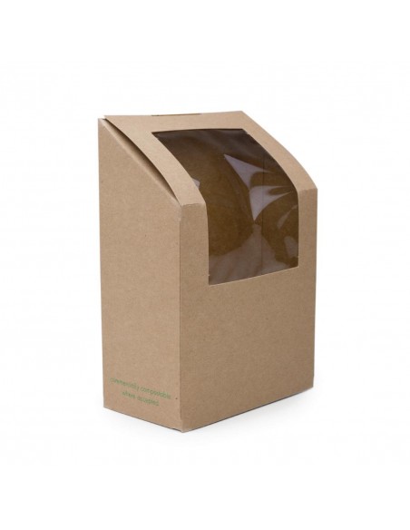 Vegware Compostable Kraft Tortilla Wrap Cartons With PLA Window