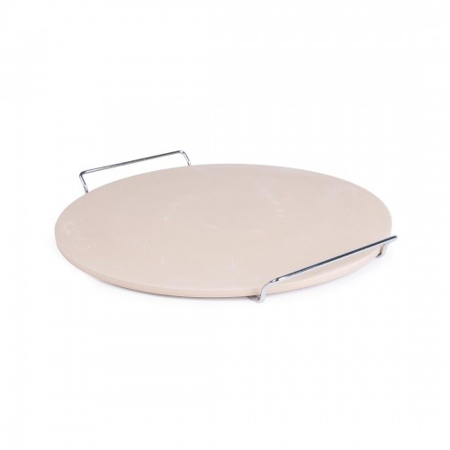Round Pizza Stone with Metal Serving Rack