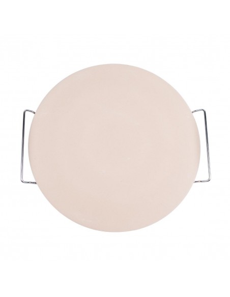 Round Pizza Stone with Metal Serving Rack