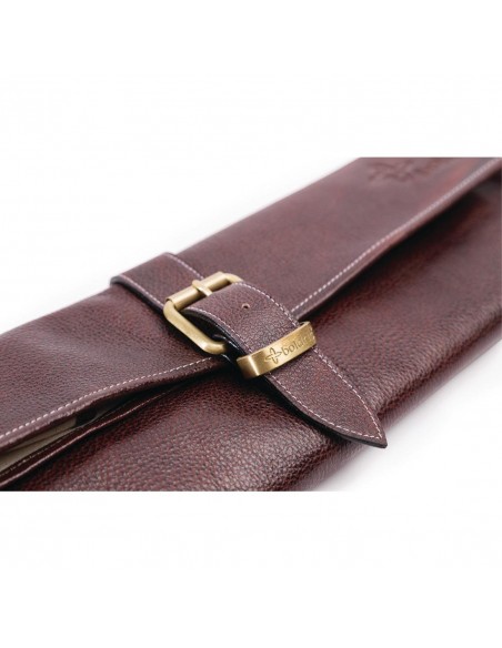 Boldric One Buckle Leather Knife Bag Brown 8 Slots