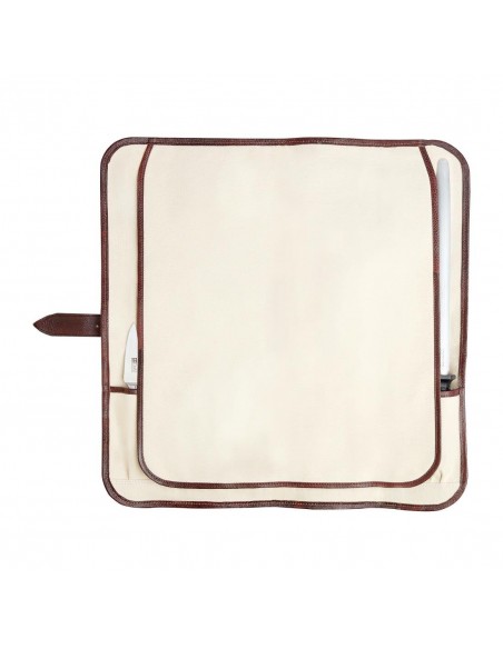 Boldric One Buckle Leather Knife Bag Brown 8 Slots