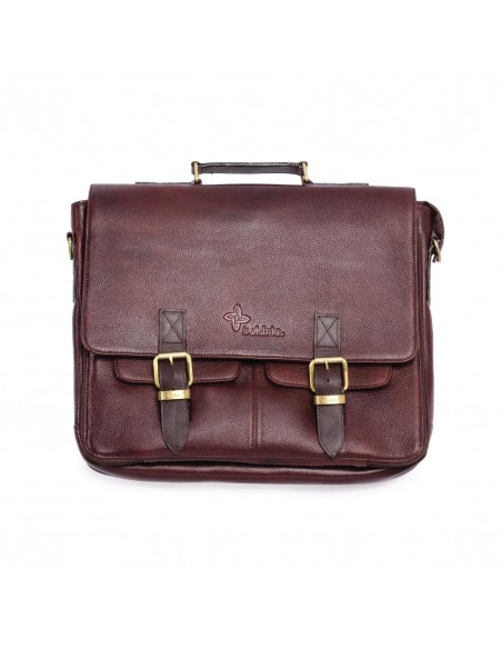 Boldric Messenger Leather Knife Bag Brown 10 Slots