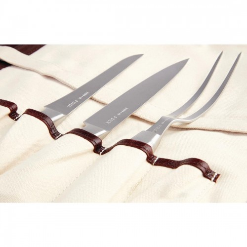 Boldric Messenger Leather Knife Bag Brown 10 Slots