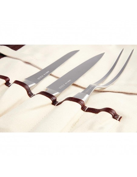 Boldric Messenger Leather Knife Bag Brown 10 Slots