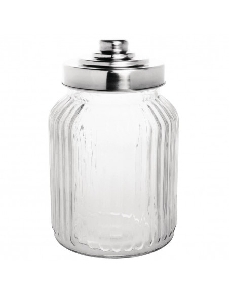 Olympia Ribbed Glass Storage Jar 900ml