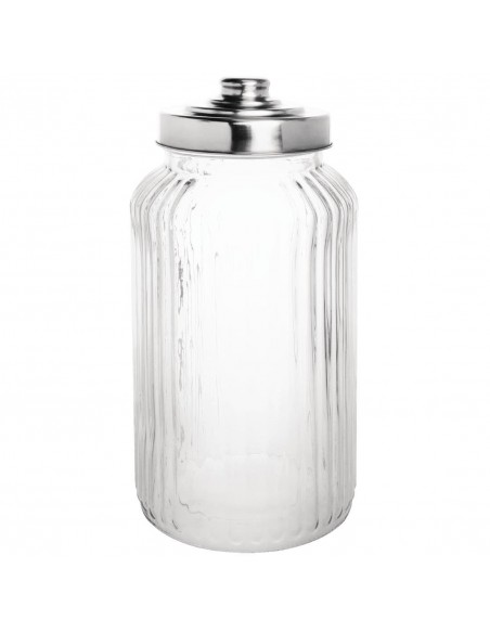 Olympia Ribbed Glass Storage Jar 1.4Ltr