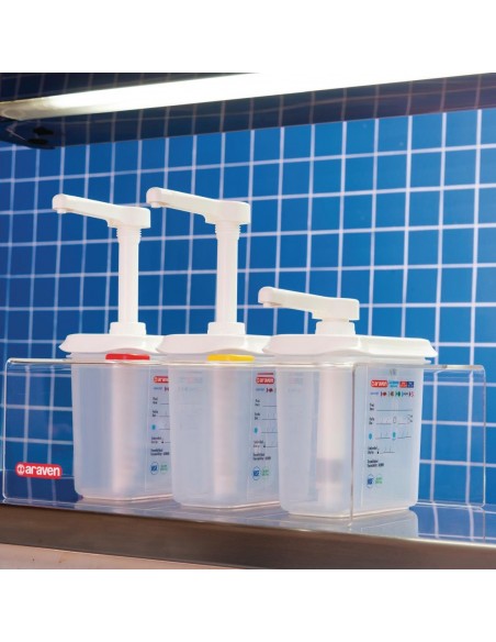 Araven Sauce Dispensers GN 1/9 Transparent 1.5Ltr Set of 3