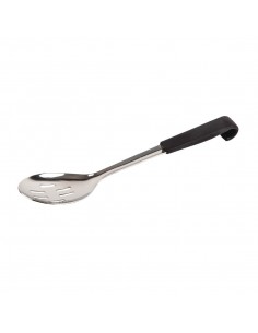 Vogue Slotted Serving Spoon Black Handle 340mm