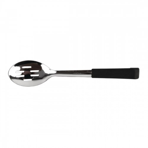 Vogue Slotted Serving Spoon Black Handle 340mm