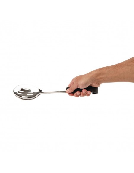 Vogue Slotted Serving Spoon Black Handle 340mm