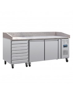 Polar Two Door Pizza Counter with Marble Top and Dough Drawers 2
