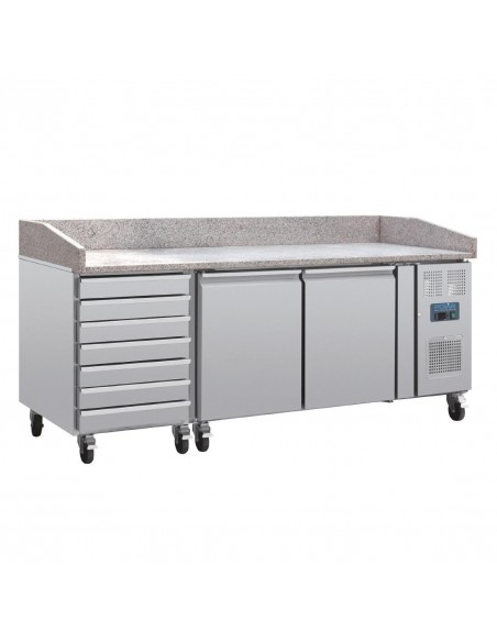 Polar Two Door Pizza Counter with Marble Top and Dough Drawers 2