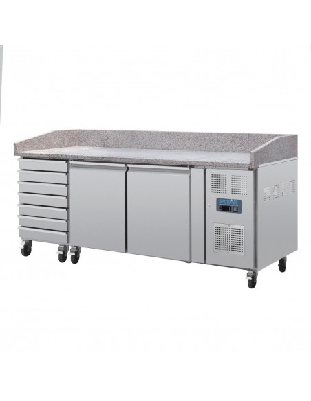 Polar Two Door Pizza Counter with Marble Top and Dough Drawers 2