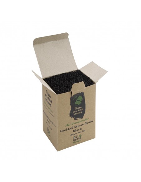 Fiesta Green Compostable CPLA Cocktail Stirrer Straws Black