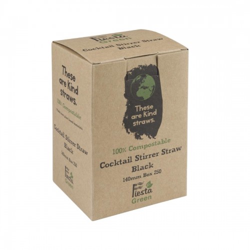 Fiesta Green Compostable CPLA Cocktail Stirrer Straws Black