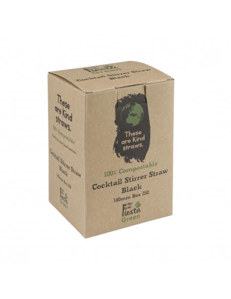 Fiesta Green Compostable CPLA Cocktail Stirrer Straws Black