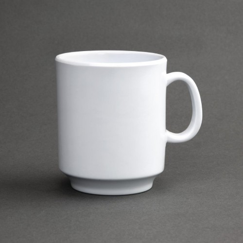 Kristallon Melamine Mugs White 340ml 12oz