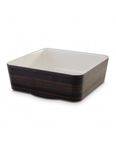 APS Plus Melamine Square Bowl Oak and Cream 1.5 Ltr