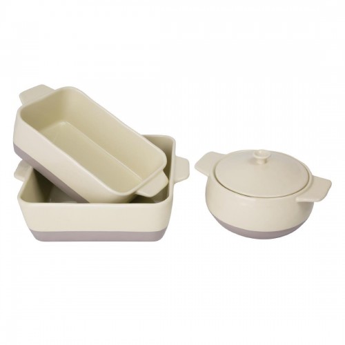 Olympia Cream And Taupe Ceramic Roasting Dish