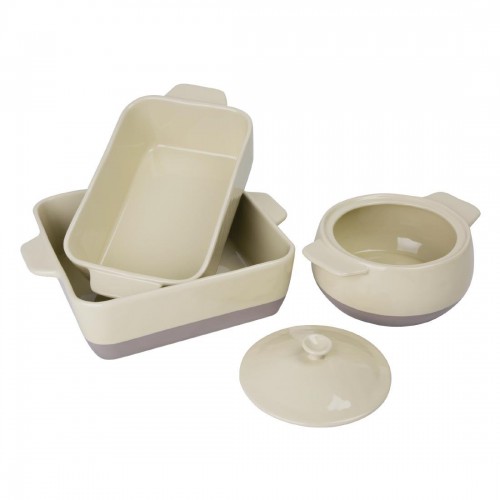 Olympia Cream And Taupe Ceramic Roasting Dish