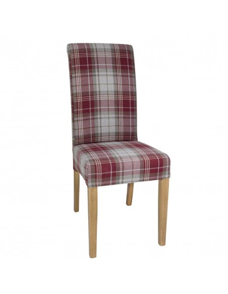 Bolero Austin Dining Chairs Wine Tartan (Pack of 2)