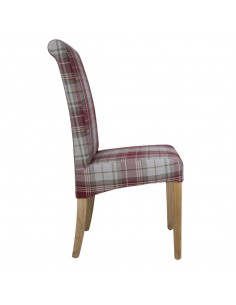 Bolero Austin Dining Chairs Wine Tartan (Pack of 2) 2