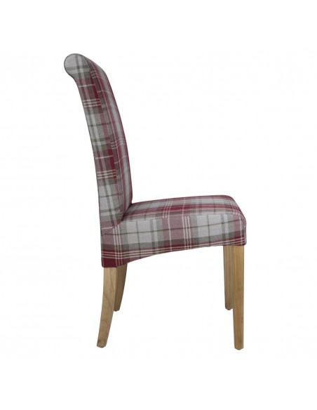 Bolero Austin Dining Chairs Wine Tartan (Pack of 2)