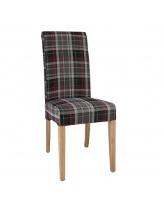 Bolero Austin Dining Chairs Grey Tartan (Pack of 2)