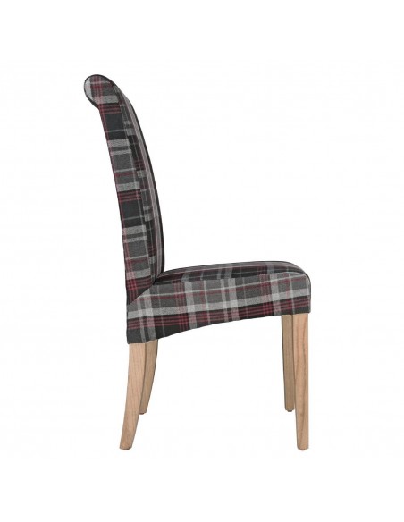 Bolero Austin Dining Chairs Grey Tartan (Pack of 2)