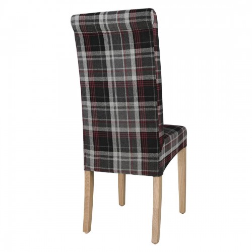 Bolero Austin Dining Chairs Grey Tartan (Pack of 2)