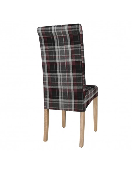 Bolero Austin Dining Chairs Grey Tartan (Pack of 2)