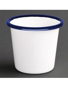 Olympia Enamel Sauce Cup White and Blue