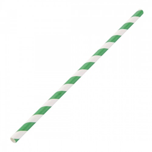 Fiesta Green Biodegradable Paper Straws Green Stripes