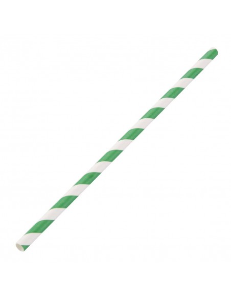Fiesta Green Biodegradable Paper Straws Green Stripes