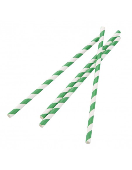 Fiesta Green Biodegradable Paper Straws Green Stripes