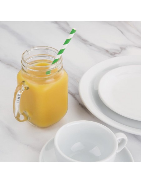 Fiesta Green Biodegradable Paper Straws Green Stripes