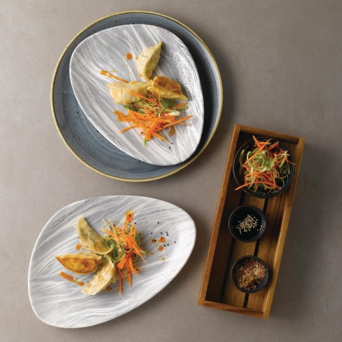 Churchill Fluid Triangle Chef Plates Pearl Grey 205 x 304mm