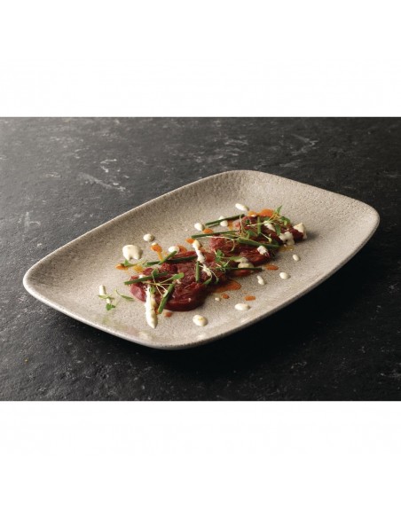 Churchill Raku Oblong Chef Plates Agate Grey 157 x 237mm