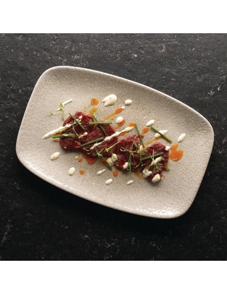 Churchill Raku Oblong Chef Plates Agate Grey 157 x 237mm